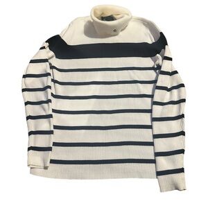 Lauren Ralph Lauren Striped Turtleneck Sweater - White and Black